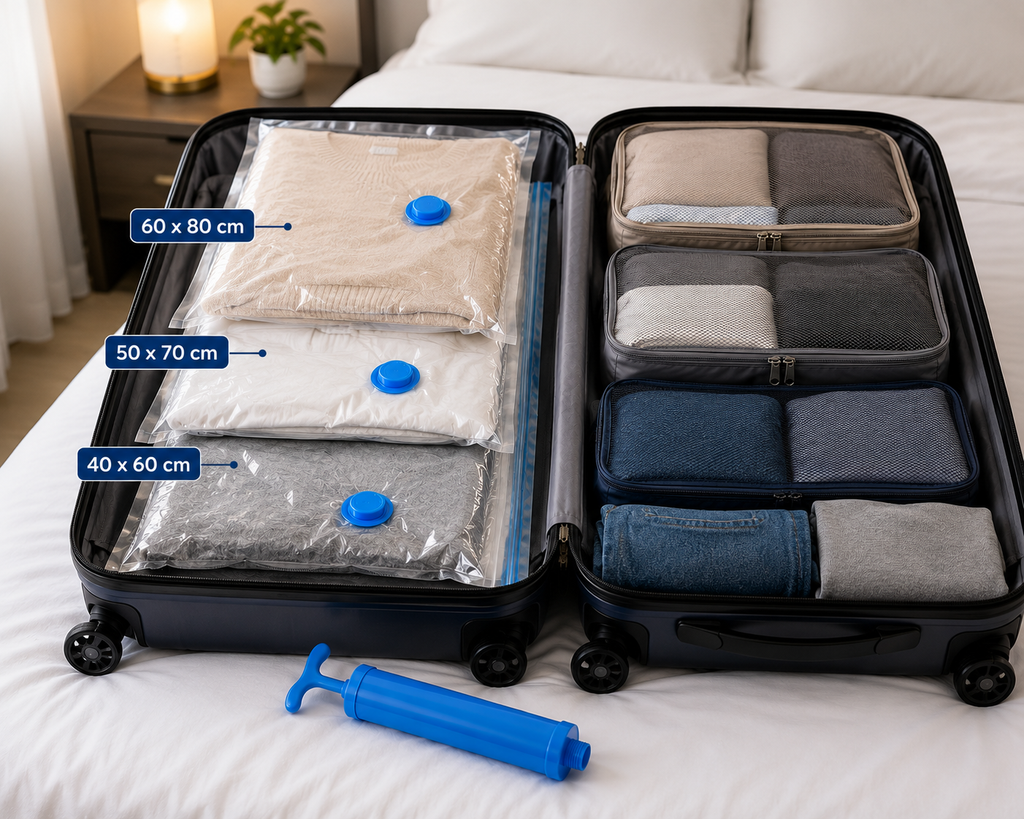 Reusable Travel Vacuum Bags with Hand Pump