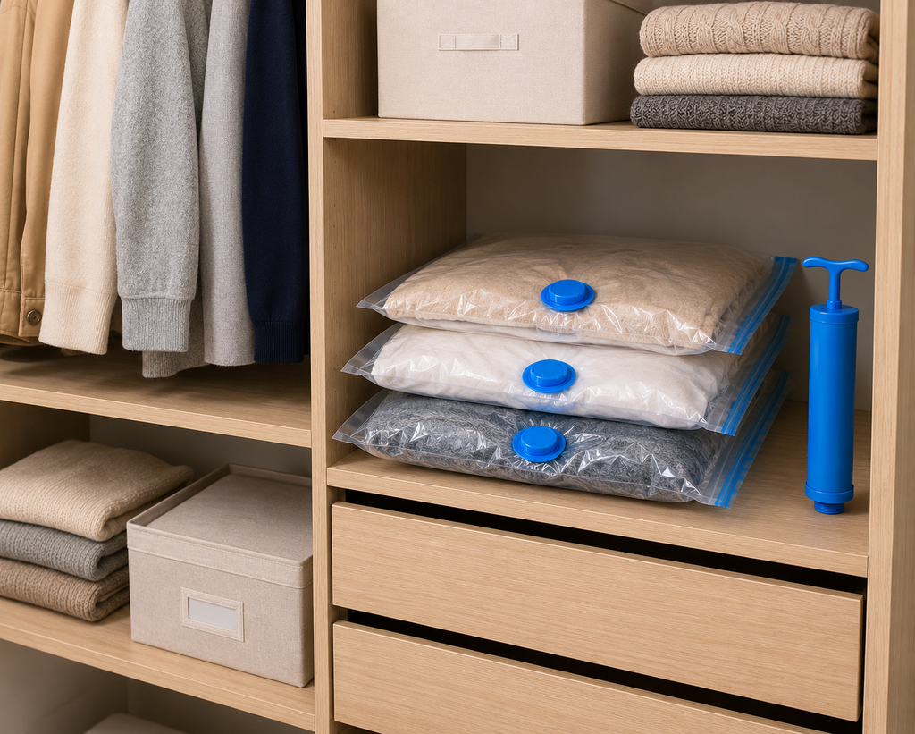 Reusable Travel Vacuum Bags with Hand Pump